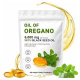 J-PRQ Oil of Oregano Softgels, 300 Count Organic Oregano Oil Supplement Capsules, Non-GMO, 6000 mg Oregano Oil and 200 mg Black Seed Oil