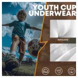 Davion 2-Pack Boys Underwear with 1 Soft Protective Athletic Cup Youth Briefs for Football, Baseball, Lacrosse(White-M)
