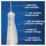 Waterpik Cordless Pearl Rechargeable Portable Water Flosser for Teeth, Gums, Braces Care and Travel with 4 Flossing Tips - ADA Accepted, WF-13 White
