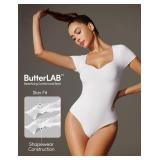 IUGA Short Sleeve Bodysuit for Women Tummy Control Body Suit Sweetheart Neckline Going Out Tops, S
