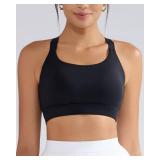 RUNNING GIRL Sports Bras for Women High Support, Adjustable Straps Criss-Cross Hook Back Sports Bras for Women with Sewn in Pads_WX3125_Black_M