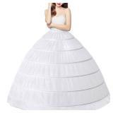 DASELEA 6 Hoops Lace up Crinoline Petticoats for Women, Fluffy Petticoat Skirt, Slips Long Underskirt
