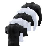 Niksa 4 Pack Compression Shirts for Men, Short/Long Sleeve Athletic Rash Guard Base Layer Undershirt Gear Workout T Shirt Men