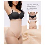 SHAPELLX Tummy Control Shapewear for Women Butt Lifting Shapewear Waist Cincher Body Shaper Briefs Seamless Beige M