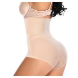Tummy Control Shapewear Panties for Women High Waisted Body Shaper Slimming Shapewear Underwear Girdle Panty(Beige-smooth Fabric,Medium)