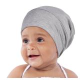 OLESILK Silk Baby Bonnet for 0-6 Months - 100% Mulberry Silk Toddler Hair Bonnet, Adjustable Night Cap for Sleeping Light Grey