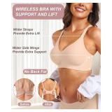 Vertvie Racerback Bras for Women Full Coverage Supportive Wireless Bras Push Up Seamless Bralettes Convertible T-Shirt Bra(Nude,Medium)