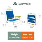 SunnyFeel Low Folding Beach Chair for Adults, Lightweight Beach Chair, Portable Camping Sand Chairs with Hard Armrest, Supports 300lbs for Beach Lawn Concert