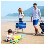 SunnyFeel Low Folding Beach Chair for Adults, Lightweight Beach Chair, Portable Camping Sand Chairs with Hard Armrest, Supports 300lbs for Beach Lawn Concert