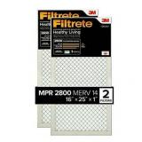 Filtrate Ultrafine Particle Reduction AC Furnace Air Filter, MPR 2800, 16 x 25 x 1-Inches, 2-Pack