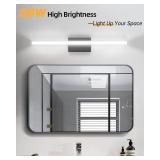 30IN Modern LED Bathroom Vanity Light Bar, 28W 2400LM 5CCT Dimmable Bathroom Light Fixtures Over Mirror, ETL Certified Matte Black Vanity Lighting Fixtures RA85
