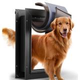 3-Flap Dog Door, All Aluminum Alloy Large Doggy Door Doggie door for Wall, Heavy Duty Pet Door Easy to Install, Energy Efficient, Telescoping Tunnel for Interior & Exterior Wall, Pet Up to 110Lb-Black