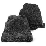 Retails for $124! Herdio 8" Outdoor Rock Bluetooth Speakers Wired IPX7 Waterproof 600 Watt Resin Material All Weather for Deck Pool Backyard Patio Garden BBQ (1 Pair Black)