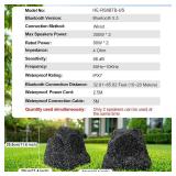 Retails for $124! Herdio 8" Outdoor Rock Bluetooth Speakers Wired IPX7 Waterproof 600 Watt Resin Material All Weather for Deck Pool Backyard Patio Garden BBQ (1 Pair Black)