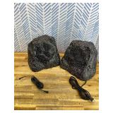 Retails for $124! Herdio 8" Outdoor Rock Bluetooth Speakers Wired IPX7 Waterproof 600 Watt Resin Material All Weather for Deck Pool Backyard Patio Garden BBQ (1 Pair Black)