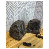 Retails for $124! Herdio 8" Outdoor Rock Bluetooth Speakers Wired IPX7 Waterproof 600 Watt Resin Material All Weather for Deck Pool Backyard Patio Garden BBQ (1 Pair Black)