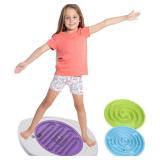Balance Board for Kids, 20 inch Maze Rocking Seesaw with 2 Balls, 3 Replacement Labyrinth Boards, Toddler Wobble Board for Sensory Training, Non-Slip Pedals, Max Load 130 Lbs
