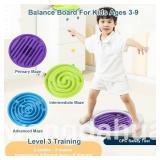 Balance Board for Kids, 20 inch Maze Rocking Seesaw with 2 Balls, 3 Replacement Labyrinth Boards, Toddler Wobble Board for Sensory Training, Non-Slip Pedals, Max Load 130 Lbs