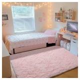 ONASAR Pink Rugs for Bedroom Girls, Fluffy 4x6 Soft Plush Fuzzy Shaggy Kids Area Rug, Washable Cute Indoor Floor Carpet for Teen Boys Dorm Nursery Bedside Home Living Room Decor Aesthetic