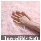 ONASAR Pink Rugs for Bedroom Girls, Fluffy 4x6 Soft Plush Fuzzy Shaggy Kids Area Rug, Washable Cute Indoor Floor Carpet for Teen Boys Dorm Nursery Bedside Home Living Room Decor Aesthetic