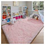 ONASAR Pink Rugs for Bedroom Girls, Fluffy 4x6 Soft Plush Fuzzy Shaggy Kids Area Rug, Washable Cute Indoor Floor Carpet for Teen Boys Dorm Nursery Bedside Home Living Room Decor Aesthetic