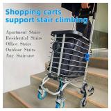 Stairs Climbing Shopping Cart 360 Swivel Wheels Foldable Collapsible & Lightweight, Perfect for Groceries Laundry Utility Cart
