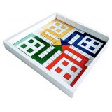 Real Glass Top Ludo Board Game 17 inches by 17 inches, Ludo Board Game with 16 Tokens and 2 Dice,