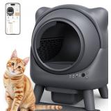 Retails for $270! Self Cleaning Litter Box, Automatic Litter Box, FEELNEEDY Odor Control Robot, Cat Ears Design, 65L APP Real-Time Monitor, Cat Litter-Boxs for Multiple Cats, Safety Sensors, with 1 Tr