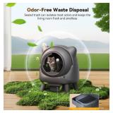 Retails for $270! Self Cleaning Litter Box, Automatic Litter Box, FEELNEEDY Odor Control Robot, Cat Ears Design, 65L APP Real-Time Monitor, Cat Litter-Boxs for Multiple Cats, Safety Sensors, with 1 Tr