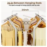 Heavy Duty Clothes Rack, Rolling Clothing Rack With Shelves Load 620 LBS, Double Rod Clothing Racks for Hanging Clothes, Portable& Adjustable Clothes Rack with Wheels Garment Rack