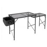 Folding Grill Table for Outside with Adjustable Height Legs