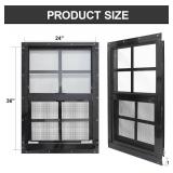 Retails for $125! Yuzzy 24" x 36" Shed Windows with Tempered Glass and Fiberglass Screen, 2 Pack Small Sliding Windows for Shed, Chicken Coop, Playhouse, Household, Garage, Barns (Black)