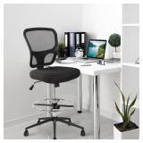 Retails for $111! Armless Drafting Chair Tall Office Chair Adjustable Height High Back Ergonomic Desk Chair Drafting Stool Rolling Bar Stools Chairs with Footrest and Wheels