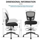 Retails for $111! Armless Drafting Chair Tall Office Chair Adjustable Height High Back Ergonomic Desk Chair Drafting Stool Rolling Bar Stools Chairs with Footrest and Wheels