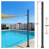 10ft Sun Shade Sail Pole 1 Pack - Outdoor Sunshade Sail Post with Carabiner Snap Steel Metal Heavy Duty Pole Kit for Support Light String,Sunshade Sail,Canopy - Thickness 1.7mm