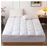 DROVAN Mattress Topper Queen Size - Extra Thick Mattress Pad Cover - Pillow Top Deep Pocket with Breathable 7D Spiral Fiber Filling Cooling Mattress Cover