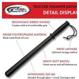 SZCO Supplies 21-Inch Heavy-Duty Tire Thumper Black Polypropylene Baton with Ribbed Handle and Wrist Lanyard Truck Tire Pressure Checker, Glass Breaker, Self-Defense, and Utility Tool