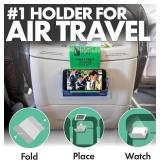 Airplane Phone Holder, Flexible Cell Phone Holder, Folding Cellphone Stand for Desk, Bed, Office, Treadmill - Airplane Gadgets for Long Travel Accessories - Plane Essentials (Green)