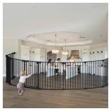 Retails for $170! 199" Extra Wide Baby Gate, Play Yard Child Safety Gate, Dog Gates with Auto-Close Door, Double Locking System for The House Doorways, Fireplace, Kitchen, 8-Panels, 30" Tall