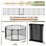 Retails for $170! 199" Extra Wide Baby Gate, Play Yard Child Safety Gate, Dog Gates with Auto-Close Door, Double Locking System for The House Doorways, Fireplace, Kitchen, 8-Panels, 30" Tall
