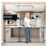 Retails for $170! 199" Extra Wide Baby Gate, Play Yard Child Safety Gate, Dog Gates with Auto-Close Door, Double Locking System for The House Doorways, Fireplace, Kitchen, 8-Panels, 30" Tall