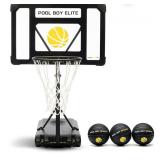Retails for $350! Pool Basketball Hoop - Set Includes 3X Composite Leather Basketballs, Air Pump, & Tools - Adjustable Poolside Basketball Hoop - Made for Kids, Teens, & Adults