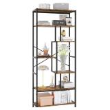 Book Shelf, 5 Tier Bookcase, Tall Bookshelf Modern Book Case for Books, Ornament, Free Standing Storage Organizer for Bedroom Home Office Kitchen Living Room (Rust Brown, 6-Tier)