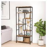 Book Shelf, 5 Tier Bookcase, Tall Bookshelf Modern Book Case for Books, Ornament, Free Standing Storage Organizer for Bedroom Home Office Kitchen Living Room (Rust Brown, 6-Tier)