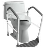 RMS Toilet Safety Frame & Rail - Folding & Portable Bathroom Toilet Safety Rails - Handrail Toilet Bars with Adjustable Height (White)