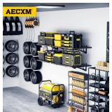 Retails for $246! 4-Pack 1.64x4ft Adjustable Garage Wall Shelving 1120lbs Load Capacity Heavy Duty Wall Mounted Storage Shelf Metal Floating Shelves for Garage(Black)
