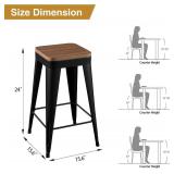 Retails for $120! Bar Stools Set of 4 Metal Bar Stool Counter Height Bar Stools Black, Modern 24" Bar Chairs Without Back,Wooden Seat Bar Stool Counter Height