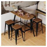 Retails for $120! Bar Stools Set of 4 Metal Bar Stool Counter Height Bar Stools Black, Modern 24" Bar Chairs Without Back,Wooden Seat Bar Stool Counter Height