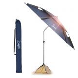 Sunphio Beach Parasol 220 cm, Anti-UV 50+, Tilting, Windproof, Compact and Solid, Large Round Parasol