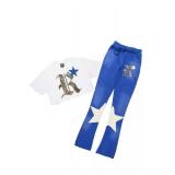 Delgera White/Royal Blue T-Shirt Trackset Medium